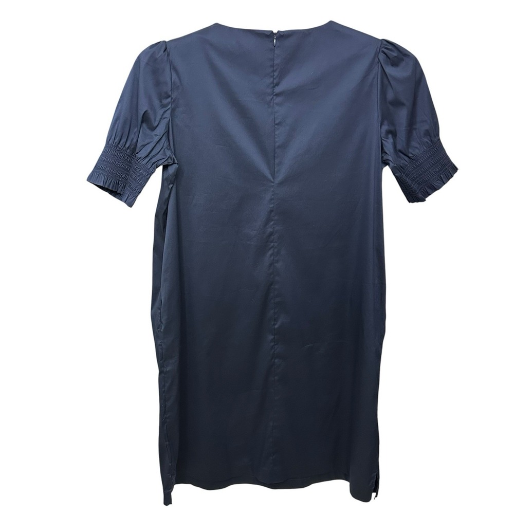 Chico's size 3 (16-18) Women's Navy Blue Smocked Puffed Sleeve Midi Dress - Picture 5 of 10